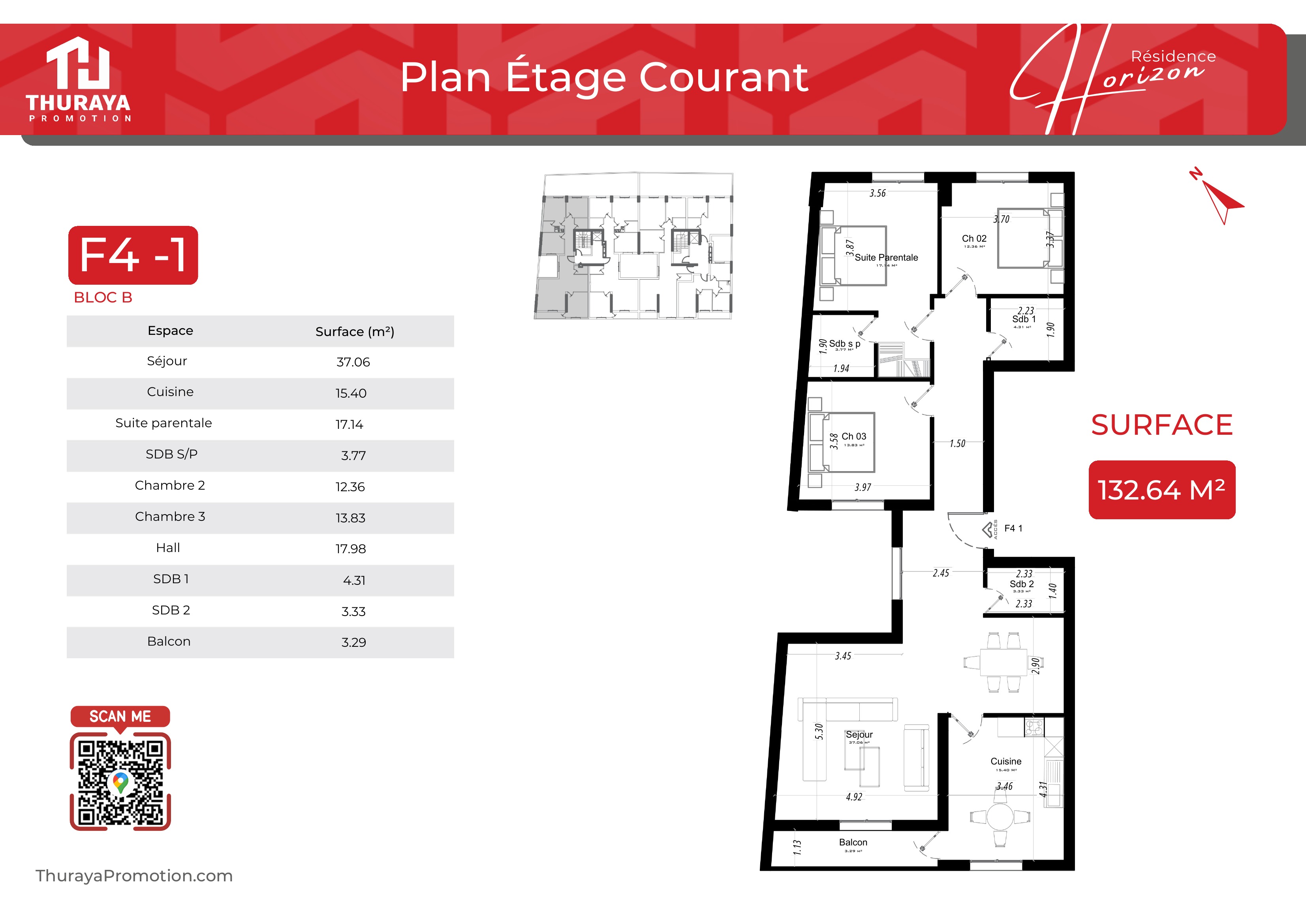 Plan F4 132.64 m²