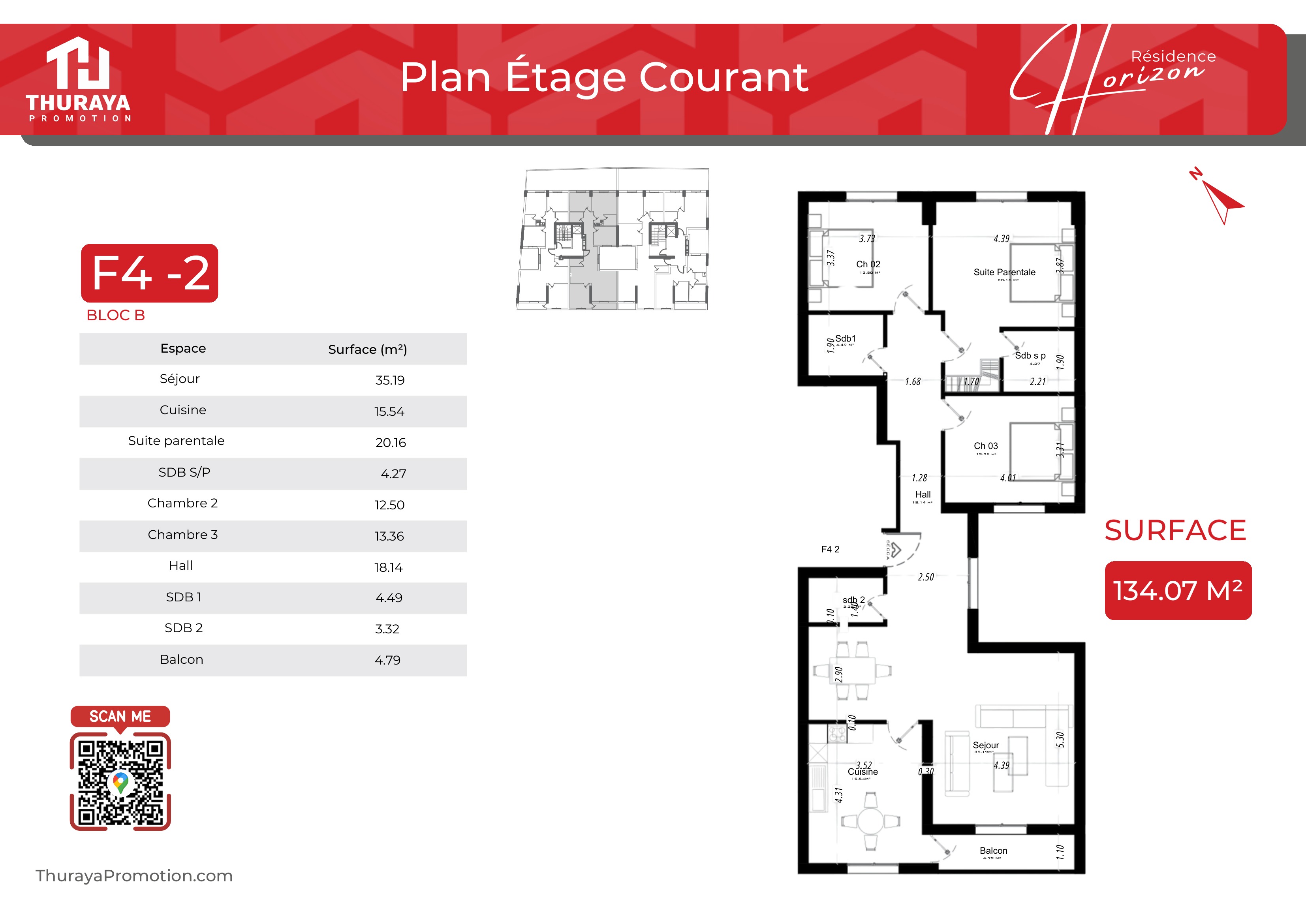 Plan F4 134.07 m²